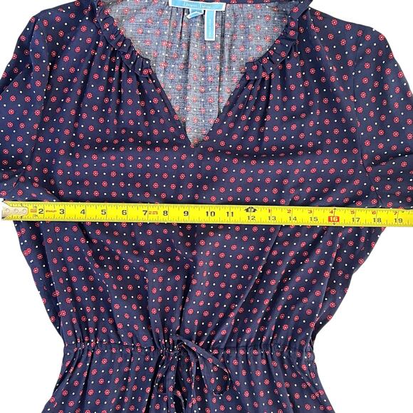 Draper James Navy Floral Polka Dot Ruffle Hem Dress Women’s Medium Retail $125 - Picture 4 of 10